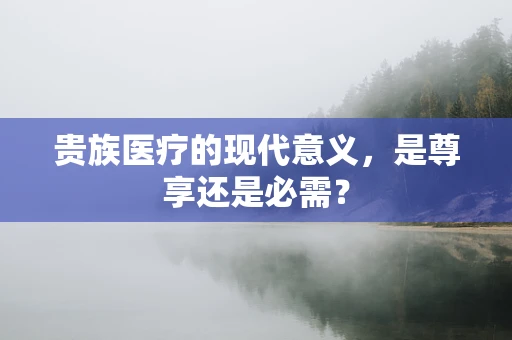 贵族医疗的现代意义，是尊享还是必需？