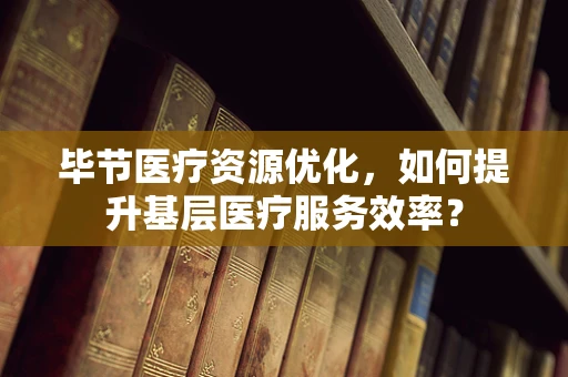 毕节医疗资源优化，如何提升基层医疗服务效率？